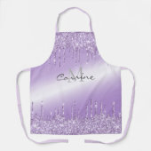 モノグラムメタリックバイオレットパープルドリッピンググリッター エプロン (正面)