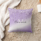 モノグラムメタリックバイオレットパープルドリッピンググリッター クッション (ブランケット)