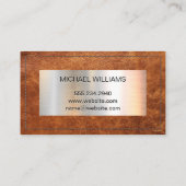 モノグラムメタリックバナー | ステッチ済みブラウンレザー 名刺 (裏面)