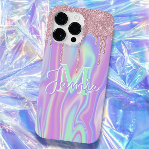 モノグラムメタリックバラ金ゴールドグリッター&アイリステント Case-Mate iPhone 14 PRO MAXケース