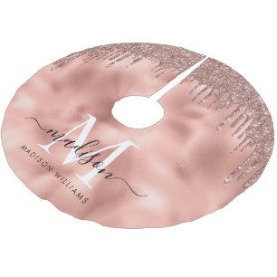 モノグラムメタリックバラ金ゴールドピンクグリッタードリップス ブラッシュドポリエステルツリースカート