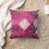 モノグラムメタリックピンクロセゴルド海軍グリッター ガーリー クッション (ブランケット)