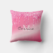 モノグラムメタリックホットピンクネオンドリッピンググリッター クッション (裏面)