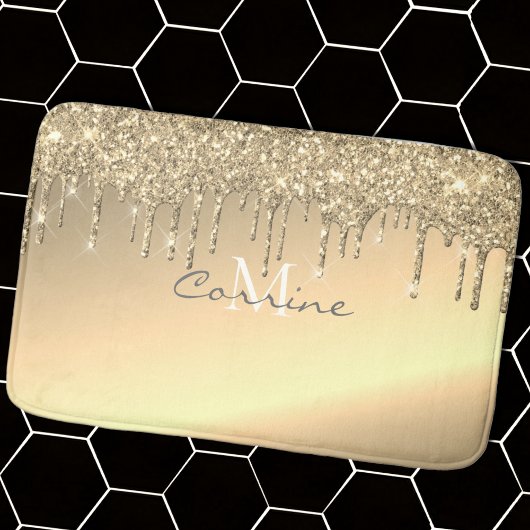 モノグラムメタリック14K金ゴールドグリッター滴下(ラグ) バスマット