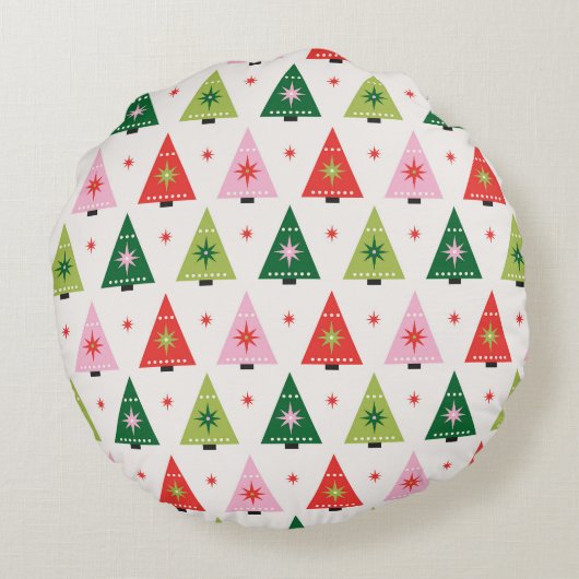 モノグラムメリーイニシャル&モダンレトロクリスマスツリー ラウンドクッション (裏面)