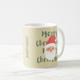 モノグラムメリークリスマスレトロクリスマスレッドベージュ コーヒーマグカップ