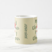 モノグラムメリークリスマスレトロクリスマスレッドベージュ コーヒーマグカップ (中央)