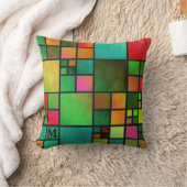 モノグラムモザイク幾何学模様の枕 クッション (ブランケット)