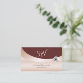 モノグラムモダンとダイヤモンドで赤いロセゴールドのワイン 名刺 (スタンド正面)