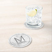 モノグラムモダンとネームのコースター ラウンドペーパーコースター (インサイチュ)