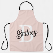 モノグラムモダンとネームPastelピンク エプロン (正面)