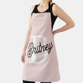 モノグラムモダンとネームPastelピンク エプロン