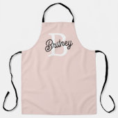 モノグラムモダンとネームPastelピンク エプロン (正面)