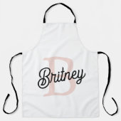 モノグラムモダンとネームPastelピンク エプロン (正面)
