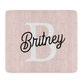 モノグラムモダンとネームPastelピンク カッティングボード