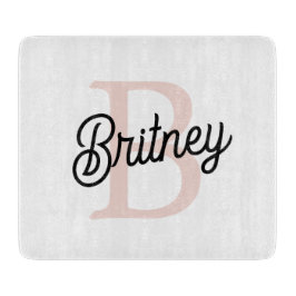 モノグラムモダンとネームPastelピンク カッティングボード