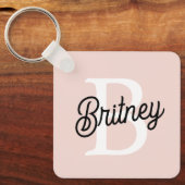 モノグラムモダンとネームPastelピンク キーホルダー (正面)