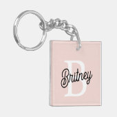 モノグラムモダンとネームPastelピンク キーホルダー (正面左)