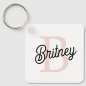 モノグラムモダンとネームPastelピンク キーホルダー (正面)