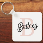 モノグラムモダンとネームPastelピンク キーホルダー (正面)