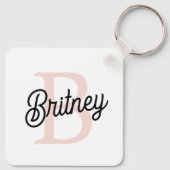 モノグラムモダンとネームPastelピンク キーホルダー (裏面)