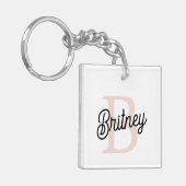 モノグラムモダンとネームPastelピンク キーホルダー (正面左)