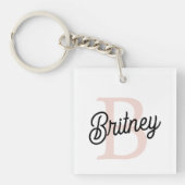 モノグラムモダンとネームPastelピンク キーホルダー (正面)