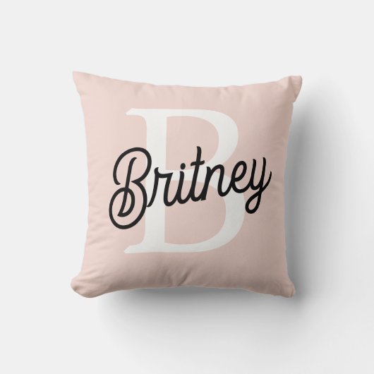 モノグラムモダンとネームPastelピンク クッション (正面)