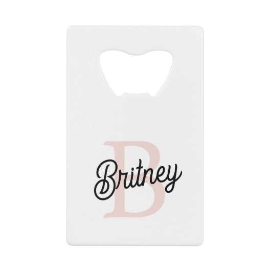 モノグラムモダンとネームPastelピンク クレジットカード栓抜き (正面)