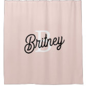 モノグラムモダンとネームPastelピンク シャワーカーテン (正面)