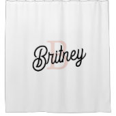 モノグラムモダンとネームPastelピンク シャワーカーテン (正面)