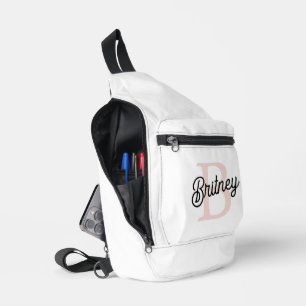 モノグラムモダンとネームPastelピンク スリングバッグ