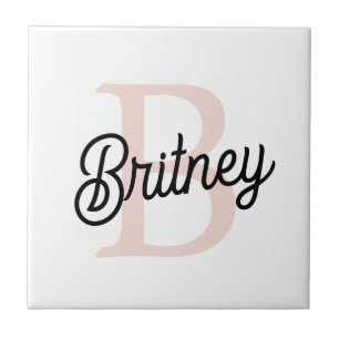 モノグラムモダンとネームPastelピンク タイル