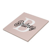 モノグラムモダンとネームPastelピンク タイル (側面)