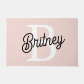 モノグラムモダンとネームPastelピンク ドアマット (正面)