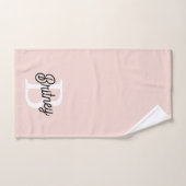 モノグラムモダンとネームPastelピンク バスタオルセット (ハンドタオル)
