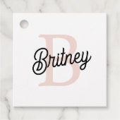 モノグラムモダンとネームPastelピンク フェイバータグ (正面)