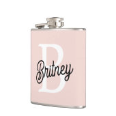 モノグラムモダンとネームPastelピンク フラスク (左)