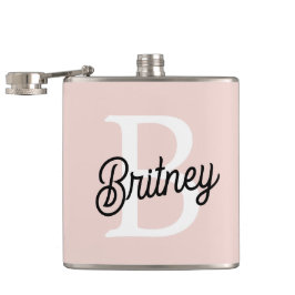 モノグラムモダンとネームPastelピンク フラスク