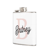 モノグラムモダンとネームPastelピンク フラスク (左)