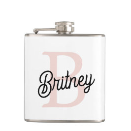 モノグラムモダンとネームPastelピンク フラスク