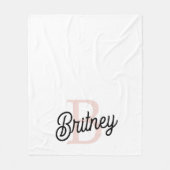 モノグラムモダンとネームPastelピンク フリースブランケット (正面)