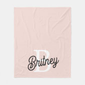 モノグラムモダンとネームPastelピンク フリースブランケット (正面)