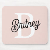 モノグラムモダンとネームPastelピンク マウスパッド (正面)