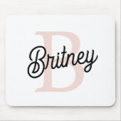モノグラムモダンとネームPastelピンク マウスパッド (正面)