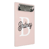 モノグラムモダンとネームPastelピンク ミニクリップボード (アングル)