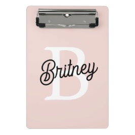 モノグラムモダンとネームPastelピンク ミニクリップボード