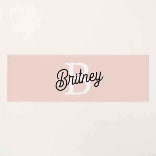 モノグラムモダンとネームPastelピンク ヨガマット (正面(横))