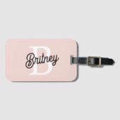 モノグラムモダンとネームPastelピンク ラゲッジタグ (正面横)