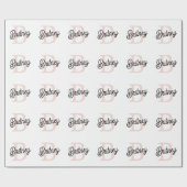 モノグラムモダンとネームPastelピンク ラッピングペーパー (フラット)